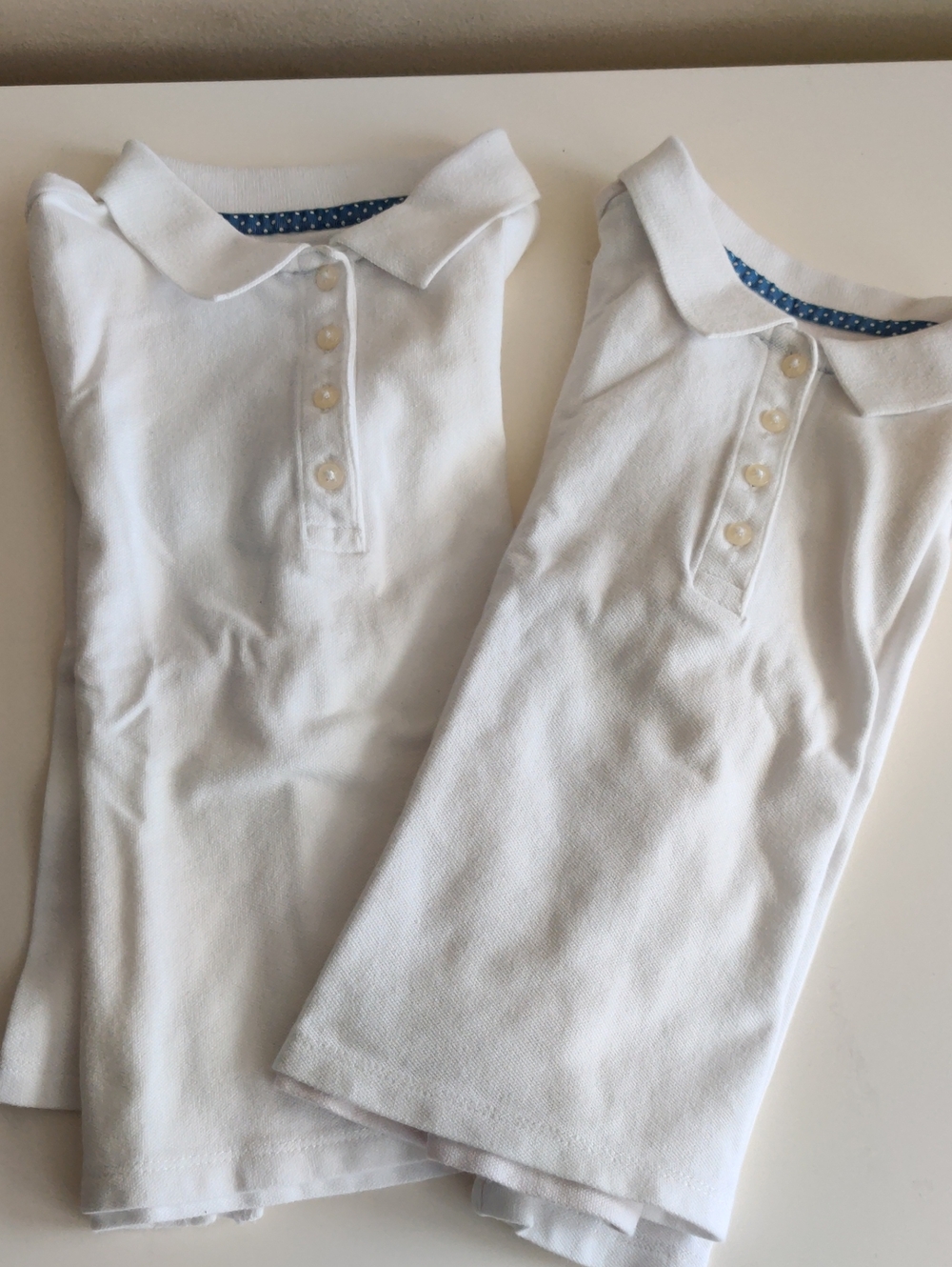 Gap Kids Girls XS (4/5) White Pique Cotton Long Sleeve Polo Shirt 2 Pack